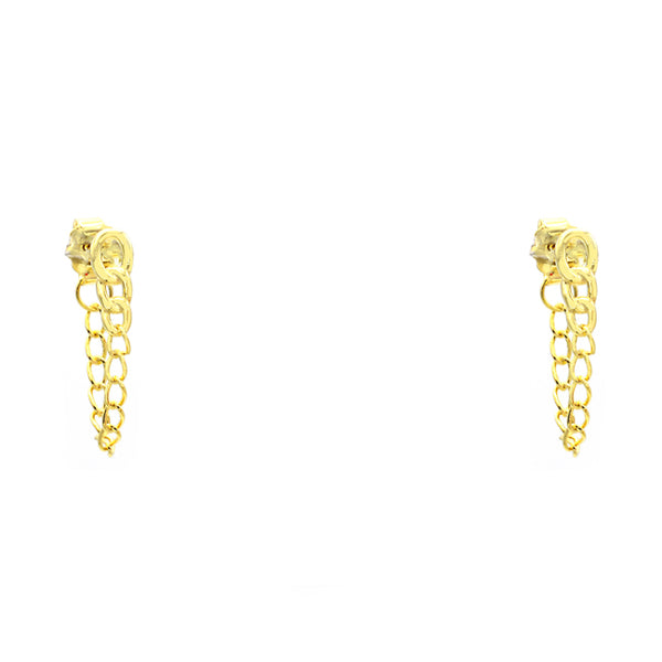 Sterling Silver Gold Plated Link Chain Dangle Earring