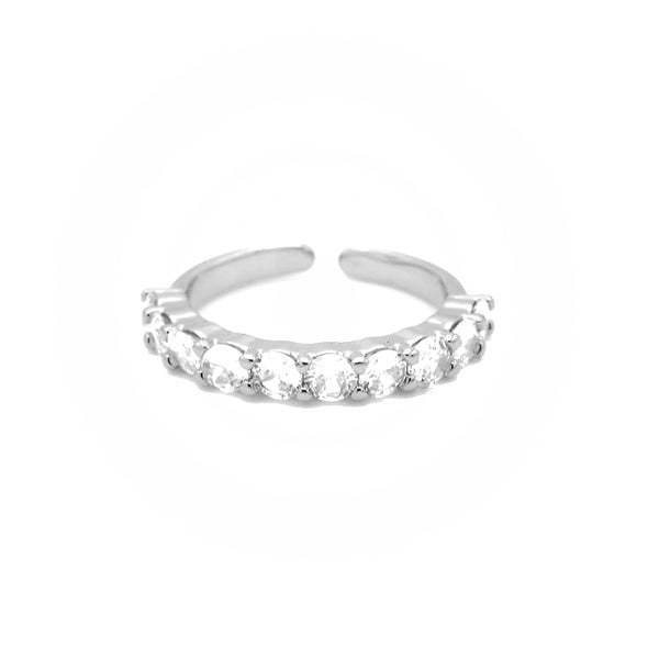 Silver CZ Adjustable Band Ring