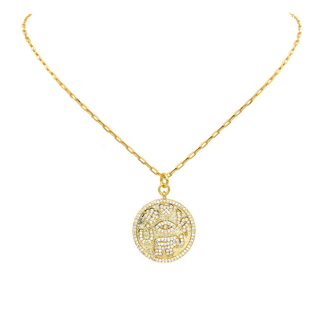Gold Filled Cubic Zirconia Lucky Charm Pendant Necklace