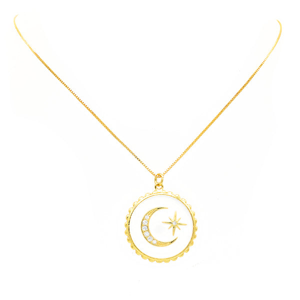 gold filled moon pendant necklace