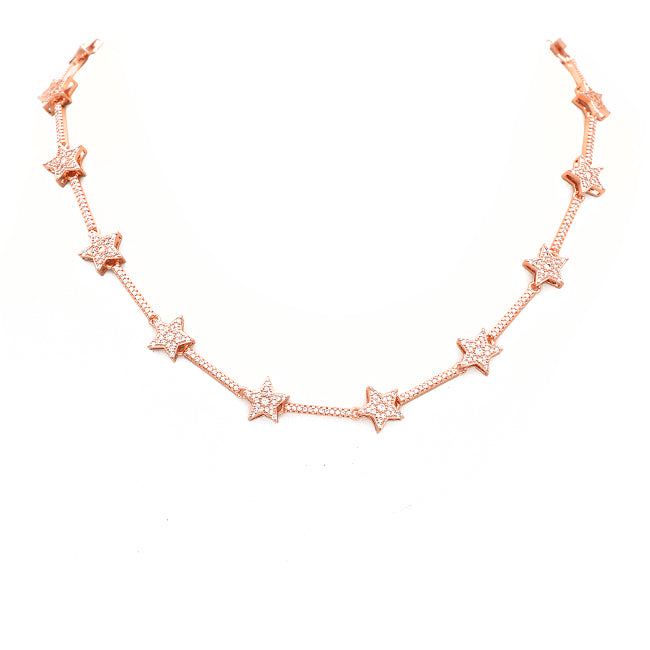 rose gold cz star necklace