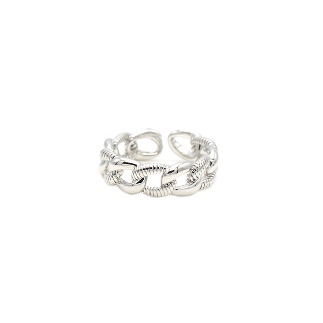 Silver Chain Link Adjustable Band Ring