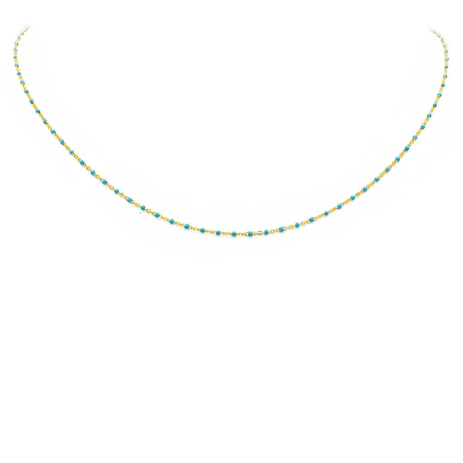 Sterling Silver Gold Plated Turquoise Beaded Necklace