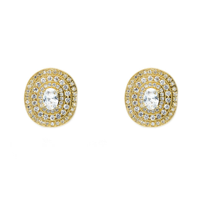 Gold Cubic Zirconia Studded Post Earring
