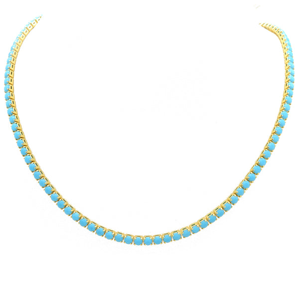 Gold & Turquoise Tennis Necklace