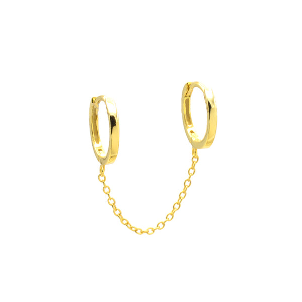 Sterling Silver Gold Plated Double Huggie Earring