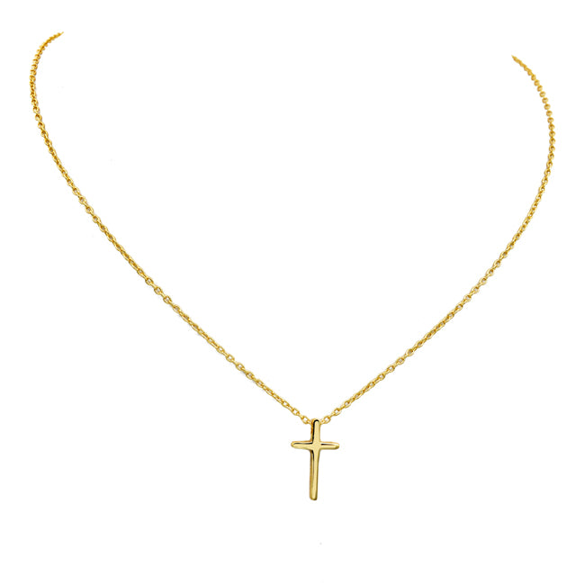 Sterling Silver Gold Plated Cross Pendant Necklace