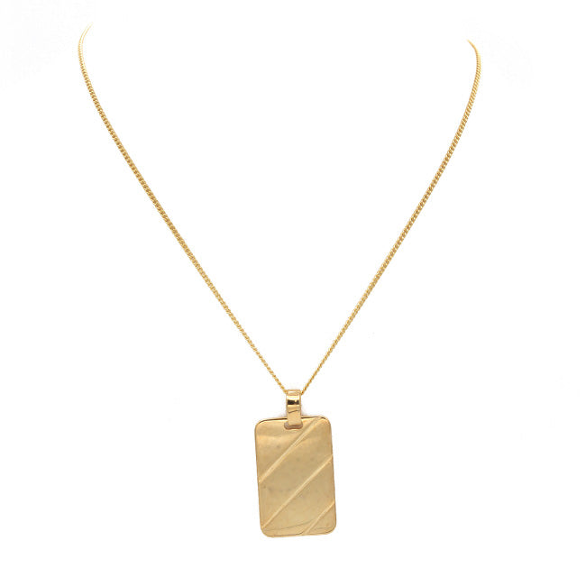 Gold Filled Linked Chain Necklace w/ Rectangular Pendant