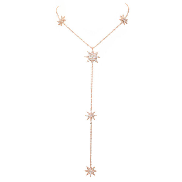 rose gold cz starburst necklace