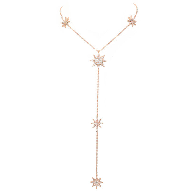 rose gold cz starburst necklace