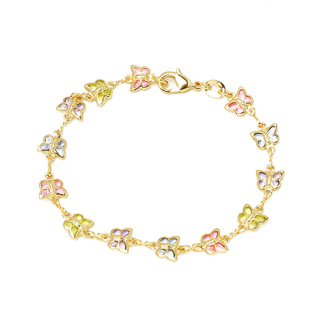 gold filled cz butterfly bracelet