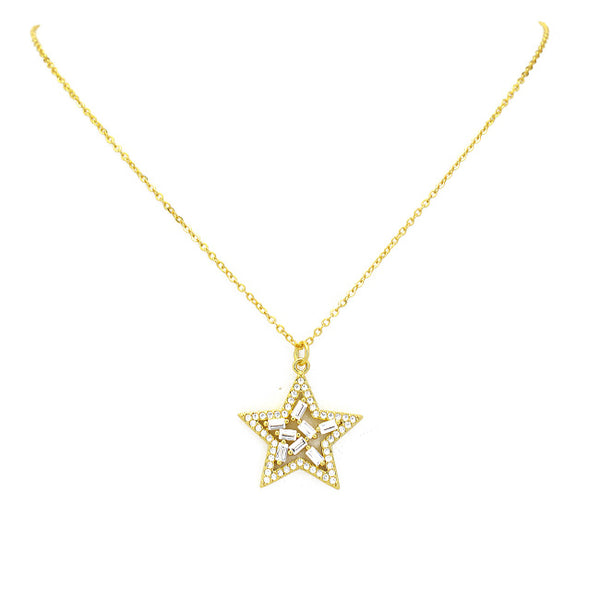 Gold Cz Star Pendant Necklace