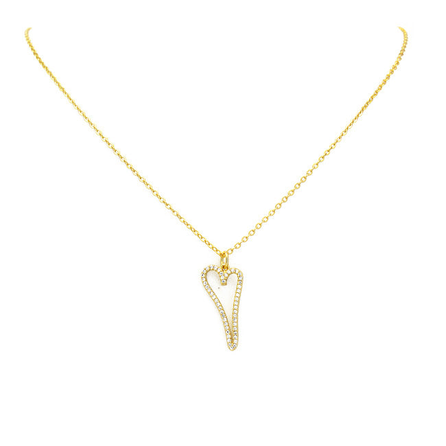 Gold Cubic Zirconia Heart Necklace