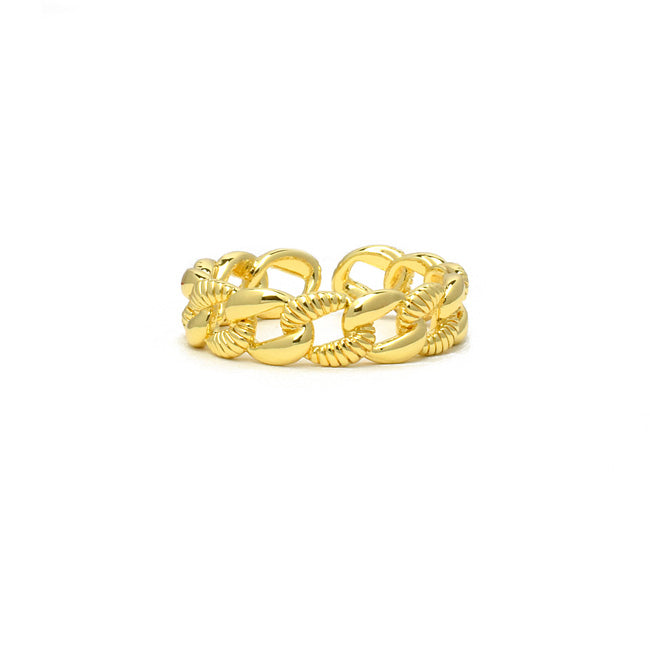 Gold Link Chain Adjustable Band Ring