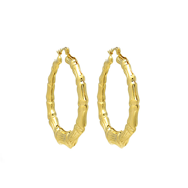 Gold Filled Bamboo Hoop Earrings