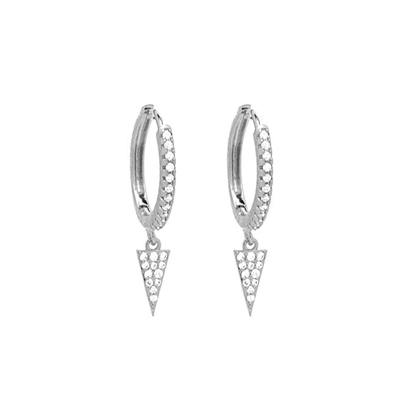 Silver CZ Pave Triangle Dangle Earring