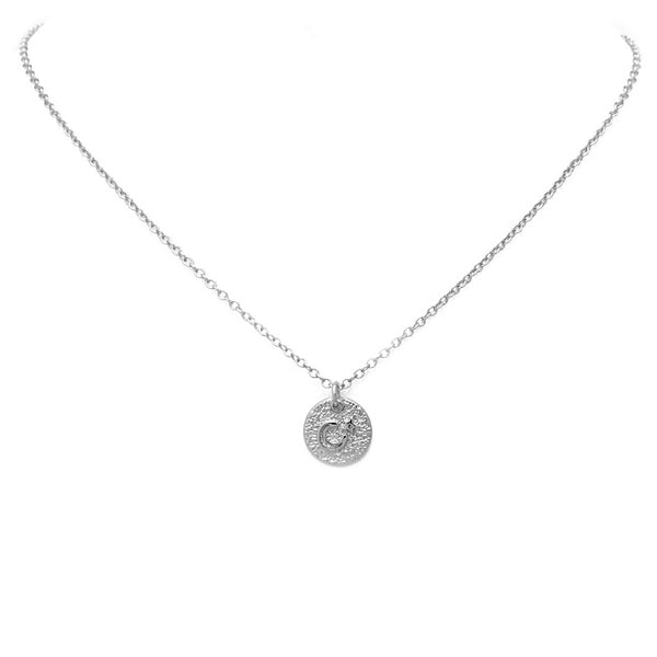 silver cz moon necklace