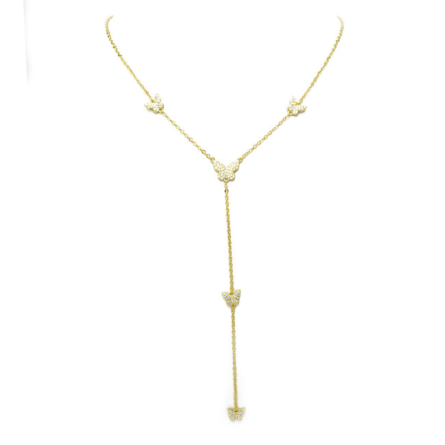 gold cz butterfly necklace