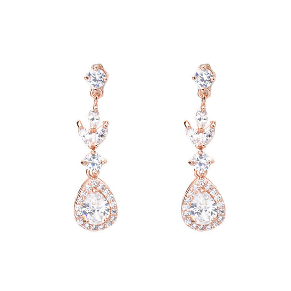 rose gold cz dangle earring