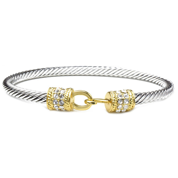 Two Tone Cubic Zirconia Twisted Cable Bracelet