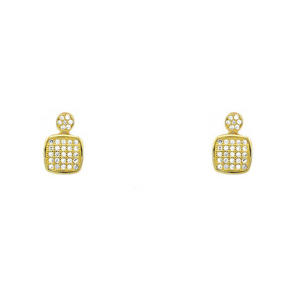 Gold Cubic Zirconia Pave Dangle Earring