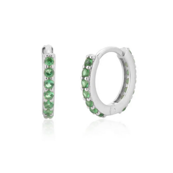 Sterling Silver Cubic Zirconia Huggie Hoop Earring
