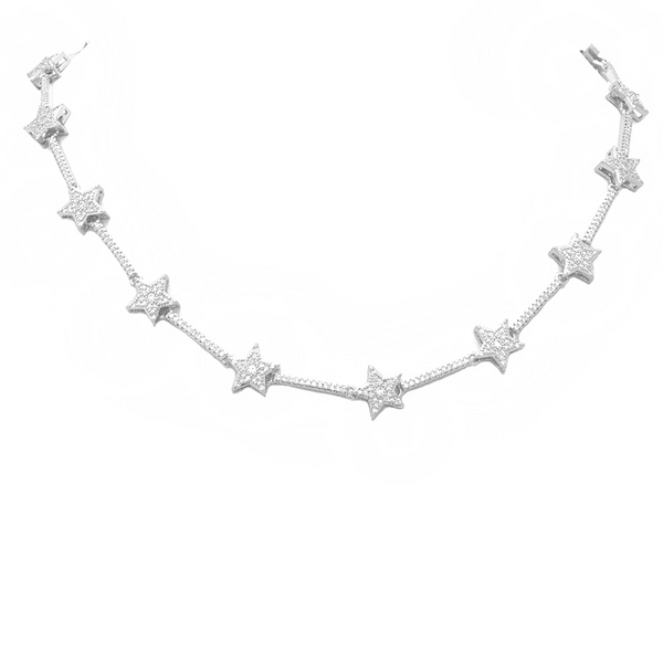 silver cz star necklace