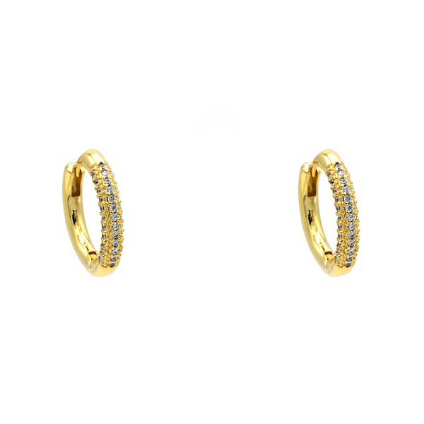 Gold Cubic Zirconia Pave Hoop Earrings