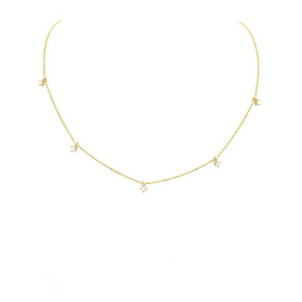 Sterling Silver Gold Plated CZ Charm Necklace
