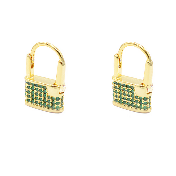 Gold Cz Lock Earring