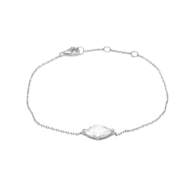 Sterling Silver CZ Teardrop Chain Bracelet