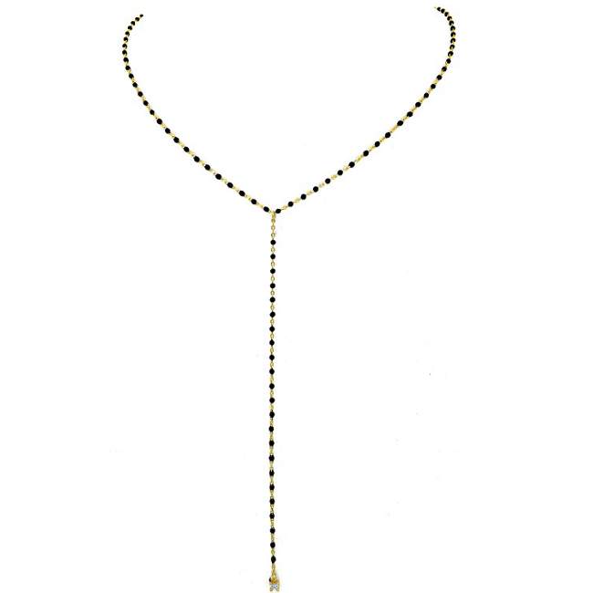 Sterling Silver Gold Plated Beaded Lariat Necklace