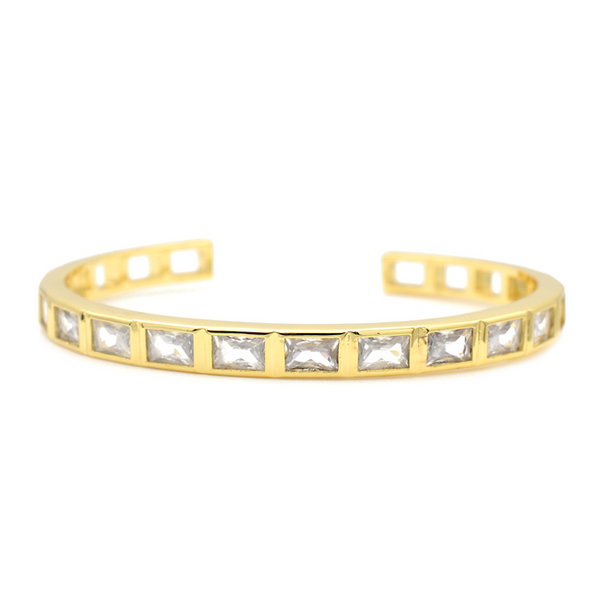 Gold Cubic Zirconia Open Cuff Bracelet