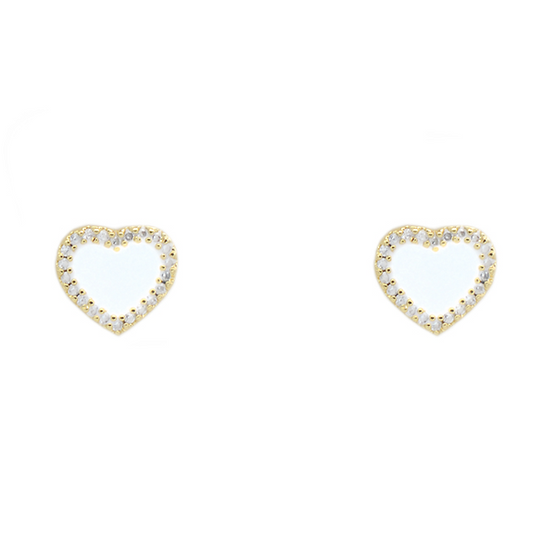Gold Filled Cubic Zirconia Heart Studs Earrings