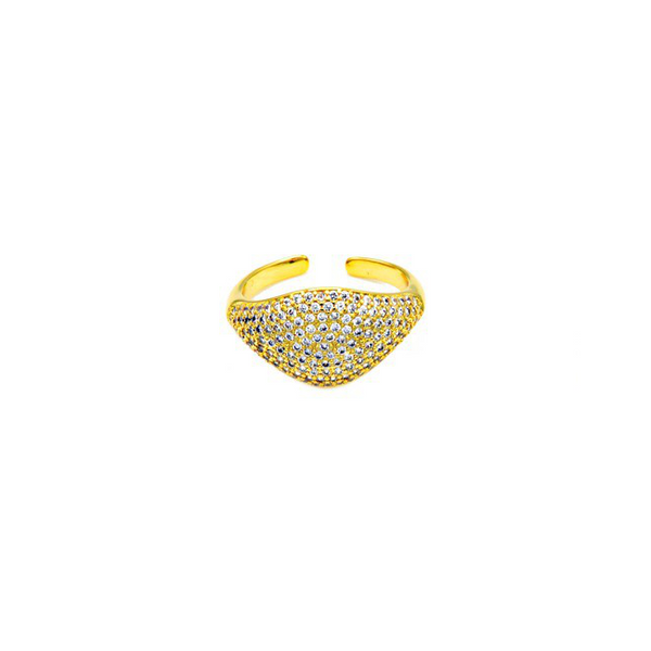 Gold Cubic Zirconia Studded Adjustable Ring