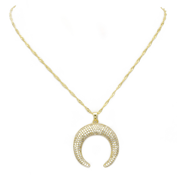 gold cz horn necklace