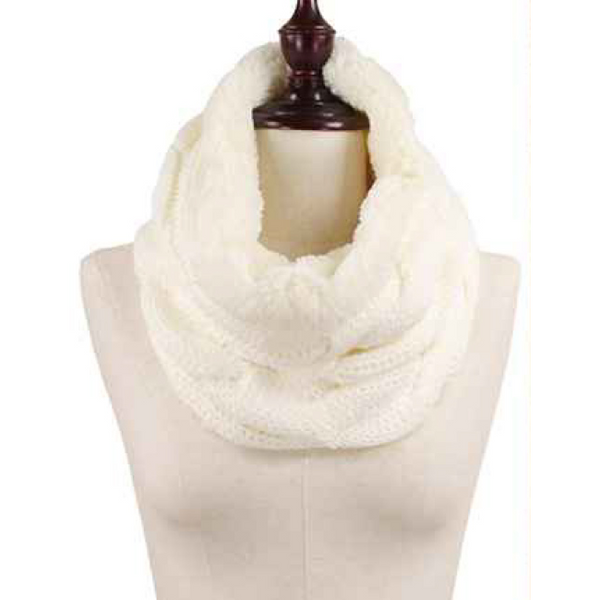 Cable Knit Faux Fur Lined Tube Scarf