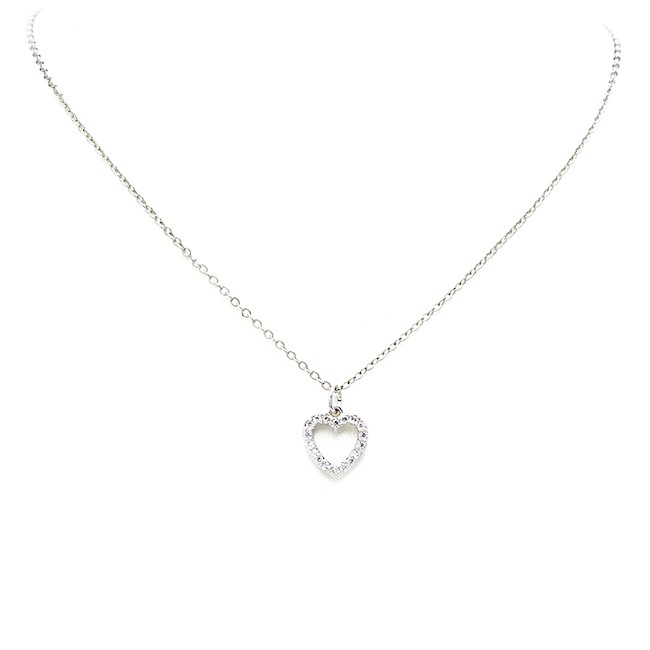 silver cz heart necklace 