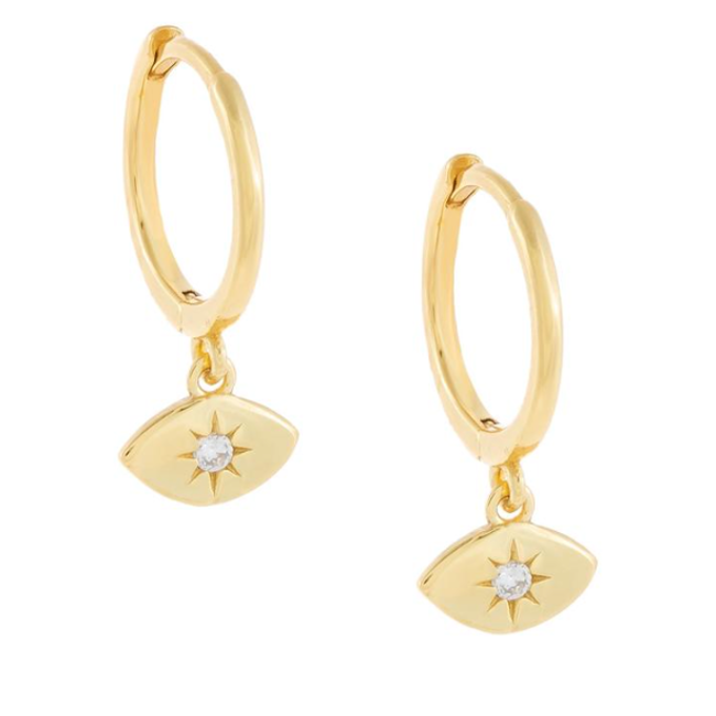 gold starburst cz earring
