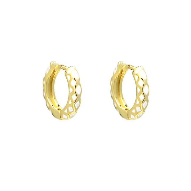 Gold Enamel Huggie Earrings