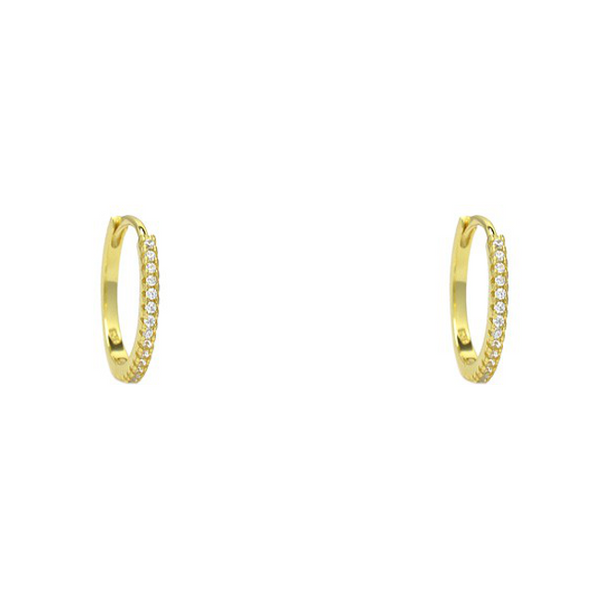 Sterling Silver Gold Plated Cubic Zirconia Hoop Earrings