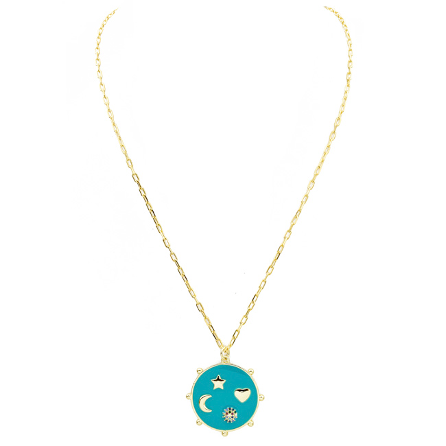Gold Filled Cubic Zirconia Lucky Charm Pendant Necklace