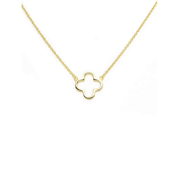 Sterling Silver Gold Plated Open Clover Necklace