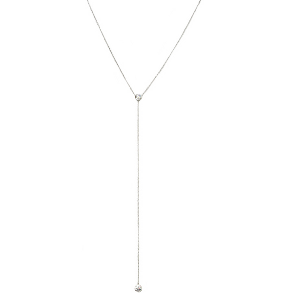 Sterling Silver CZ Lariat Necklace