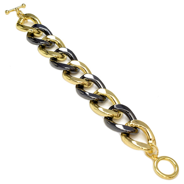 Gold & Gunmetal Chain Toggle Bracelet