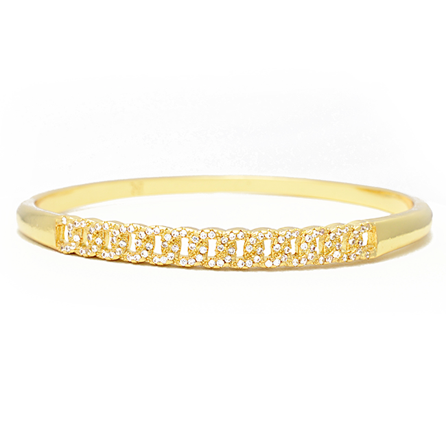 gold cz link bangle bracelet