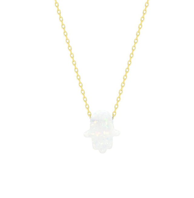 sterling silver hamsa opal necklace 