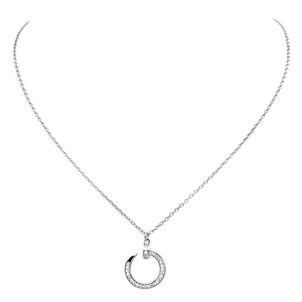 Sterling Silver CZ Nail Pendant Necklace