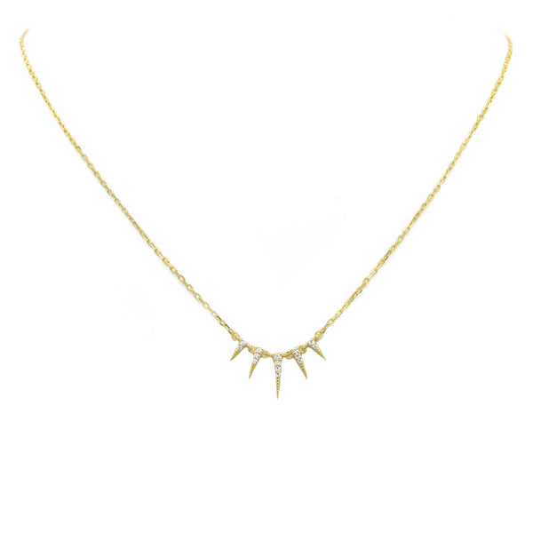 Sterling Silver Gold Plated CZ Spike Necklace
