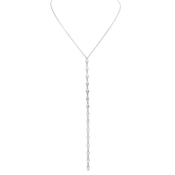 Sterling Silver Clear CZ Lariat Necklace